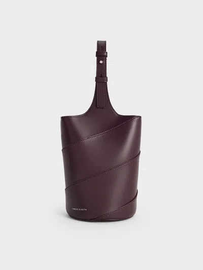 Charles & Keith - Trin Cylindrical Bucket Bag In Purple