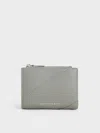 Charles & Keith - Trin Stitch-trim Wallet In Grey