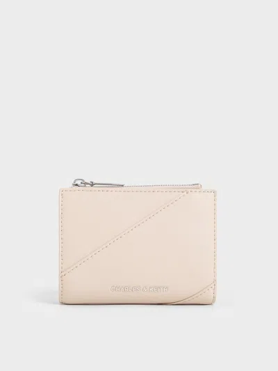 Charles & Keith - Trin Stitch-trim Wallet In Oat