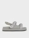Charles & Keith - Tully Leather Ruched-strap Sandals In Grey