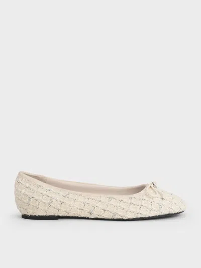 Charles & Keith - Tweed Bow Ballet Flats In Multi