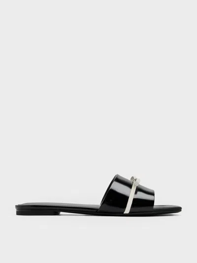 Charles & Keith - Two-tone Bow Slide Sandals