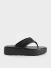 Charles & Keith - V-strap Flatform Thong Sandals In Black