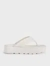 Charles & Keith - V-strap Flatform Thong Sandals In White