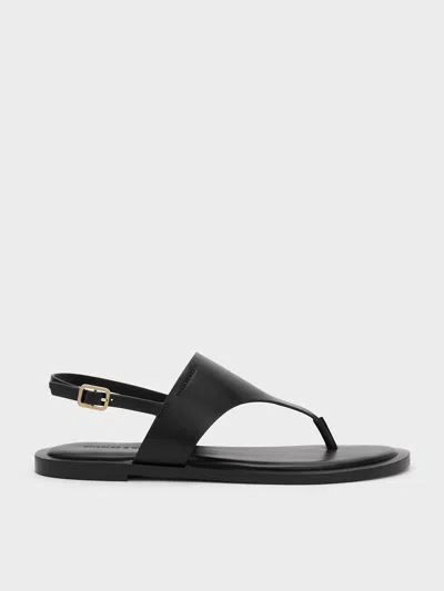 Charles & Keith - V-strap Slingback Thong Sandals In Black