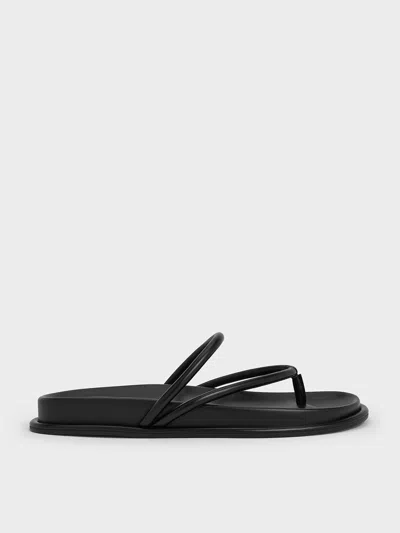 Charles & Keith - V-strap Tubular Thong Sandals In Black