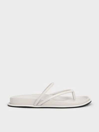 Charles & Keith - V-strap Tubular Thong Sandals In White