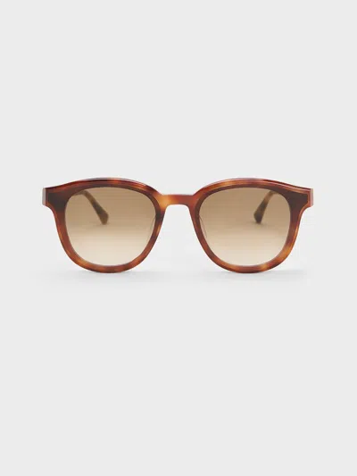 Charles & Keith - Violette Tortoiseshell Oval Sunglasses In T. Shell