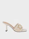 Charles & Keith - Whitney Leather & Raffia Buckled Heeled Mules
