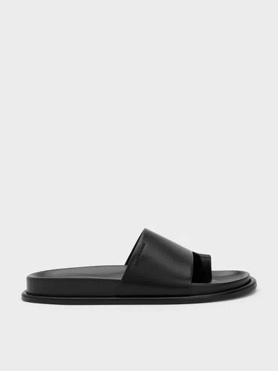 Charles & Keith - Wide-strap Toe-ring Sandals In Black