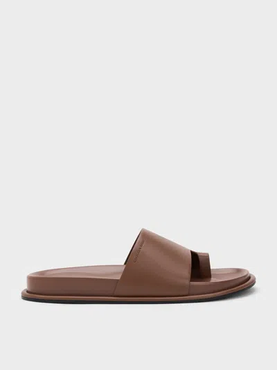 Charles & Keith - Wide-strap Toe-ring Sandals In Brown