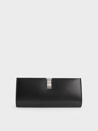 Charles & Keith - Wisteria Metallic-accent Clutch In Black