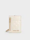 Charles & Keith - Wisteria Quilted Braided-strap Card Holder In Cream