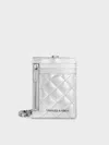 Charles & Keith - Wisteria Quilted Braided-strap Card Holder In Silver