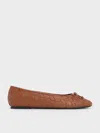 Charles & Keith - Woven Bow Ballet Flats In Brown