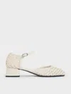 Charles & Keith - Woven D'orsay Ankle-strap Pumps In Chalk