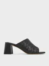 Charles & Keith - Woven Square-toe Heeled Mules In Black