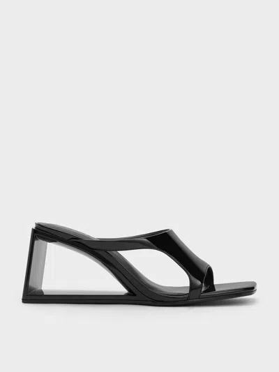 Charles & Keith - Xeli Triangle-heel Mules In Black Box