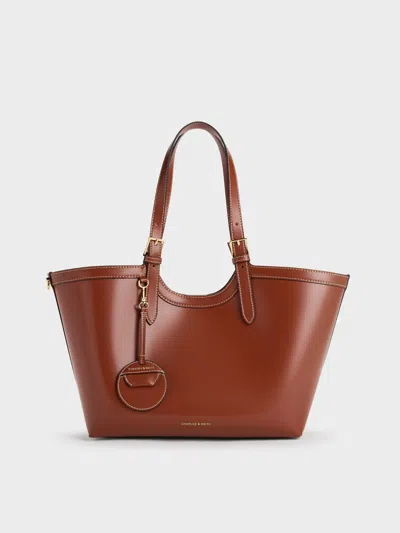 Charles & Keith - Xl Enola Tote Bag In Brown