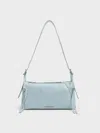 Charles & Keith - Xylia Denim Shoulder Bag In Denim Blue