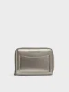 Charles & Keith - Xylia Metallic Zip-around Wallet In Pewter