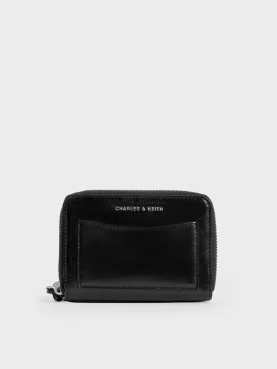 Charles & Keith - Xylia Zip-around Wallet In Noir