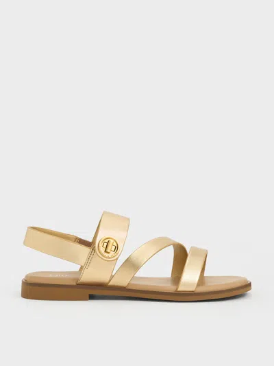 Charles & Keith - Yara Girls' Metallic Buckle Sandals In Gold2