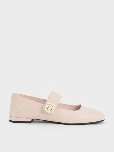 Charles & Keith - Yara Mary Jane Flats In Cream