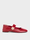 Charles & Keith - Yara Patent Mary Jane Flats In Red