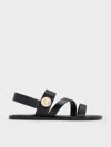 Charles & Keith Yara Turn Lock Strappy Sandals In Black