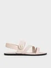 Charles & Keith - Yara Turn Lock Strappy Sandals In Cream