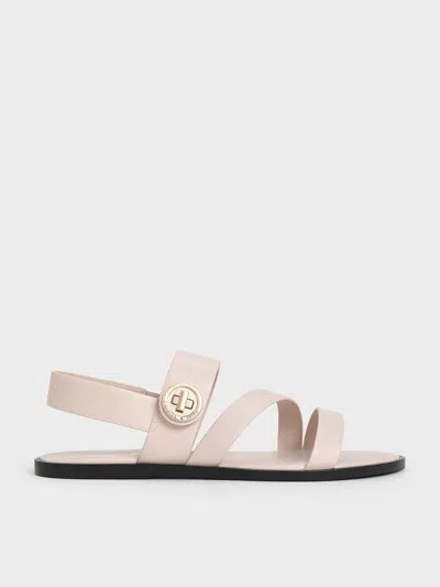 Charles & Keith - Yara Turn Lock Strappy Sandals In Cream