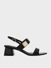 Charles & Keith - Yvette Double-strap Heeled Sandals In Black