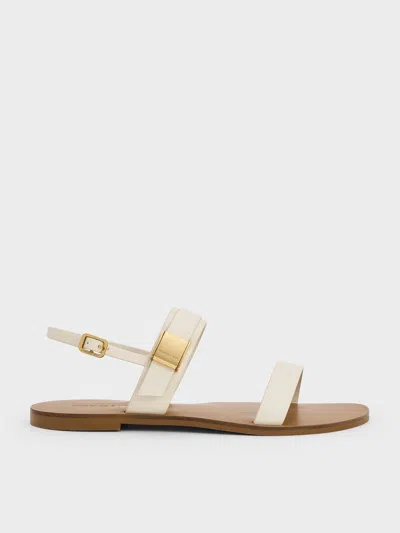 Charles & Keith - Yvette Double-strap Sandals In Chalk
