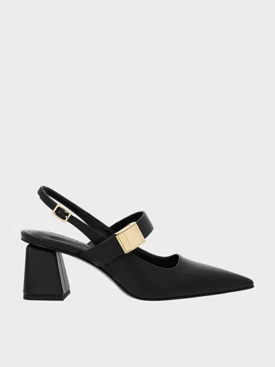 Charles & Keith - Yvette Mary Jane Slingback Pumps In Black