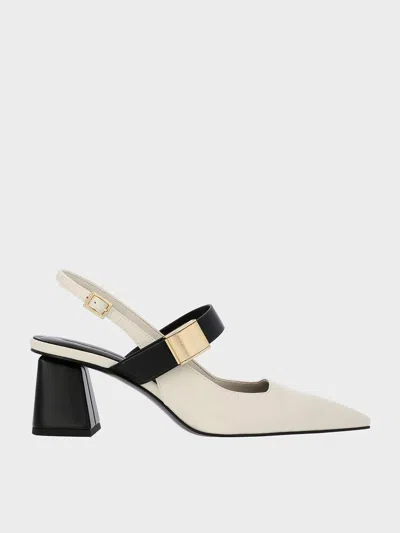 Charles & Keith - Yvette Mary Jane Slingback Pumps In Chalk