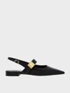 Charles & Keith - Yvette Pointed-toe Mary Jane Flats In Black