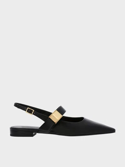 Charles & Keith - Yvette Pointed-toe Mary Jane Flats In Black
