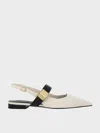 Charles & Keith - Yvette Pointed-toe Mary Jane Flats In Chalk