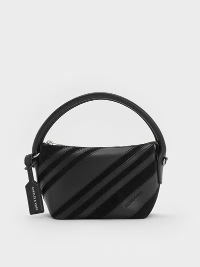 Charles & Keith - Zeya Recycled Suede Top Handle Bag In Black