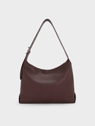 Charles & Keith - Zora Buckle-strap Hobo Bag In Purple