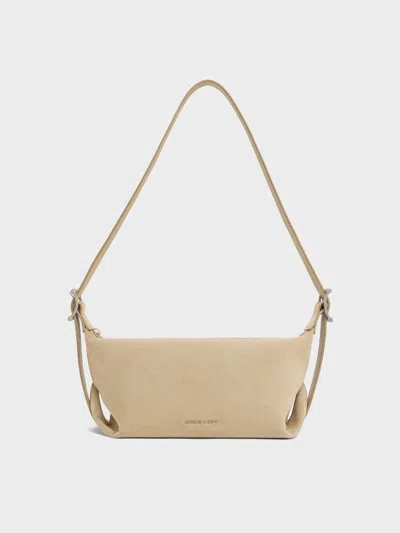 Charles & Keith - Zora Recycled Suede Buckle-strap Slouchy Shoulder Bag