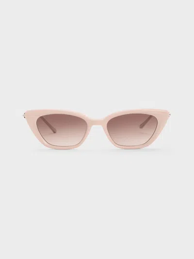 Charles & Keith - Adalyn Cat-eye Sunglasses In Pink