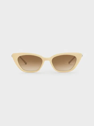 Charles & Keith - Adalyn Cat-eye Sunglasses In Yellow