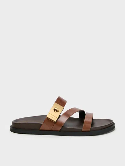 Charles & Keith - Aelin Metallic-buckle Strappy Sandals In Brown