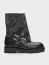 Charles & Keith - Aether Buckled Calf Boots In Dark Grey