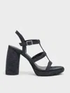 Charles & Keith - Aether Denim Platform Sandals In Dark Blue