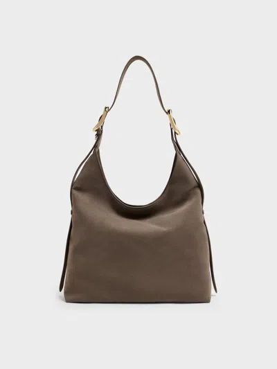 Charles & Keith - Aislin Hobo Bag In Stone Grey