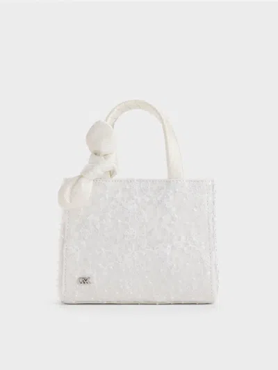 Charles & Keith - Albany Embroidered-mesh Beaded Mini Bag In White