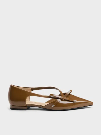 Charles & Keith - Anastasia Leather D'orsay Flats In Brown